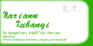 mariann kubanyi business card